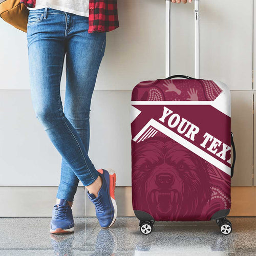 Burleigh Rugby Custom Luggage Cover Go Bears Maroon Aboriginal Art - Aussie Hoodie