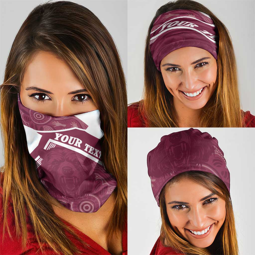Burleigh Rugby Custom Neck Gaiter Go Bears Maroon Aboriginal Art - Aussie Hoodie