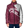 Burleigh Rugby Custom Padded Jacket Go Bears Maroon Aboriginal Art - Aussie Hoodie