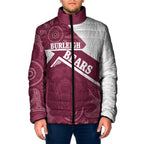 Burleigh Rugby Custom Padded Jacket Go Bears Maroon Aboriginal Art - Aussie Hoodie