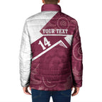Burleigh Rugby Custom Padded Jacket Go Bears Maroon Aboriginal Art - Aussie Hoodie