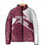 Burleigh Rugby Custom Padded Jacket Go Bears Maroon Aboriginal Art - Aussie Hoodie