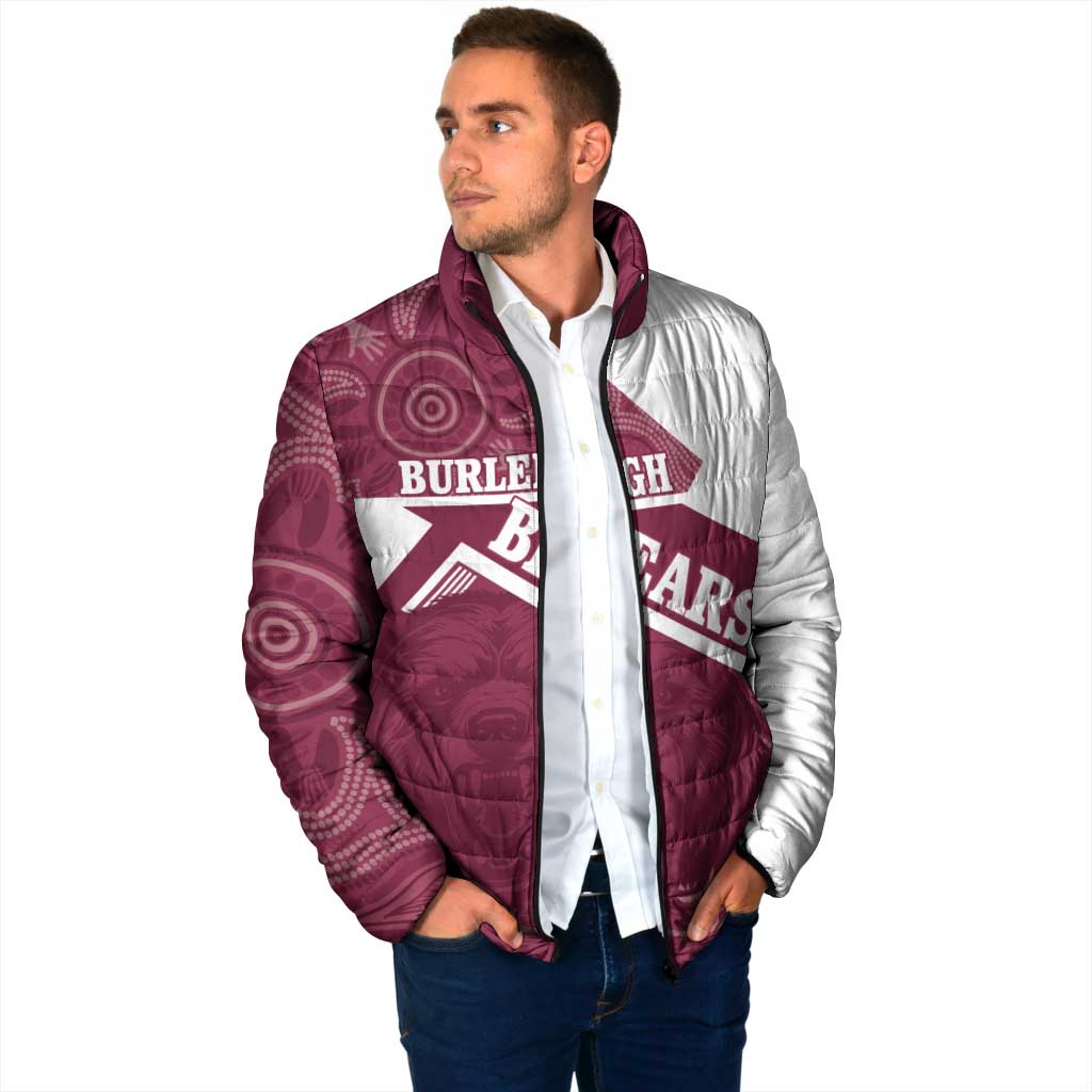 Burleigh Rugby Custom Padded Jacket Go Bears Maroon Aboriginal Art - Aussie Hoodie
