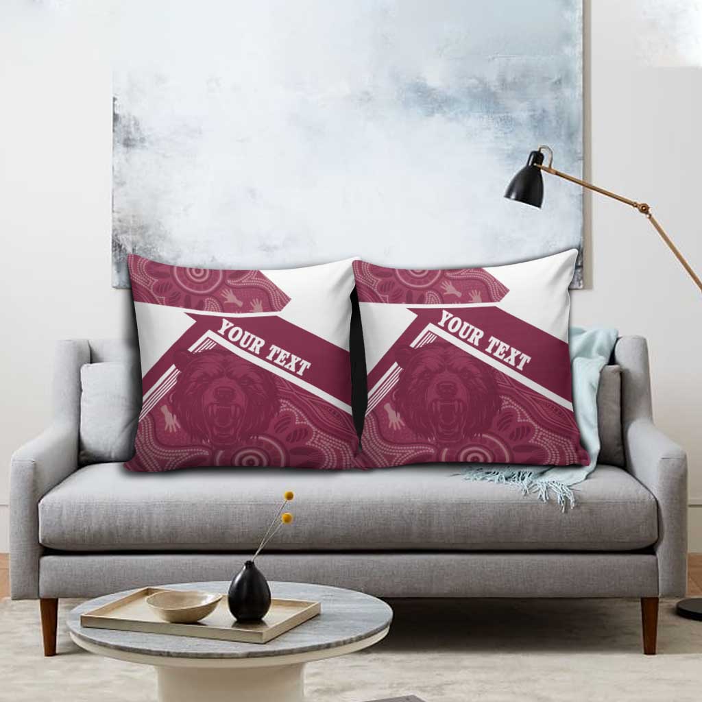 Burleigh Rugby Custom Pillow Cover Go Bears Maroon Aboriginal Art - Aussie Hoodie
