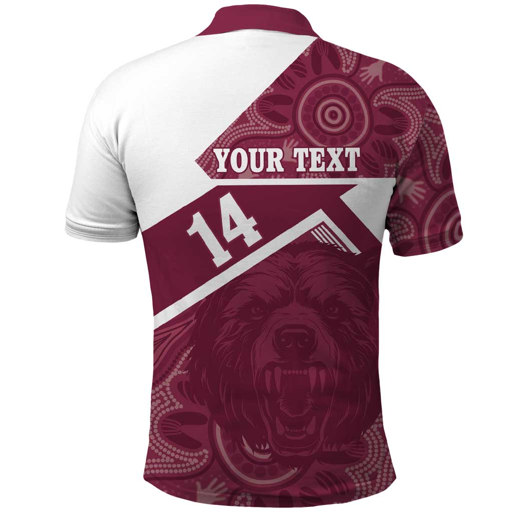 Burleigh Rugby Custom Polo Shirt Go Bears Maroon Aboriginal Art - Aussie Hoodie