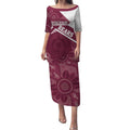 Burleigh Rugby Custom Puletasi Go Bears Maroon Aboriginal Art - Aussie Hoodie
