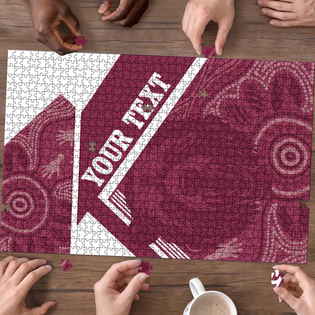 Burleigh Rugby Custom Puzzle Go Bears Maroon Aboriginal Art - Aussie Hoodie