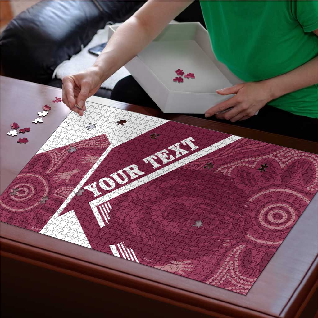 Burleigh Rugby Custom Puzzle Go Bears Maroon Aboriginal Art - Aussie Hoodie