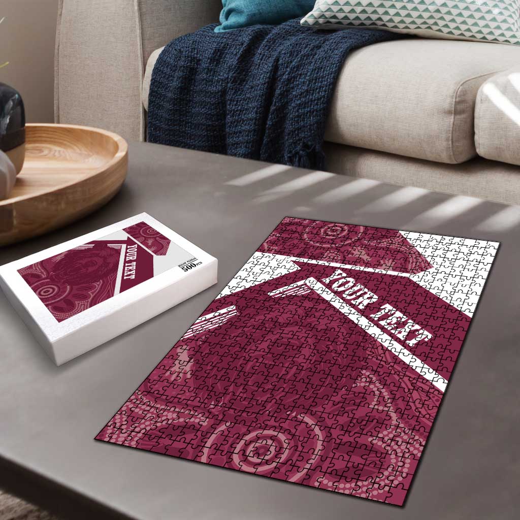 Burleigh Rugby Custom Puzzle Go Bears Maroon Aboriginal Art - Aussie Hoodie