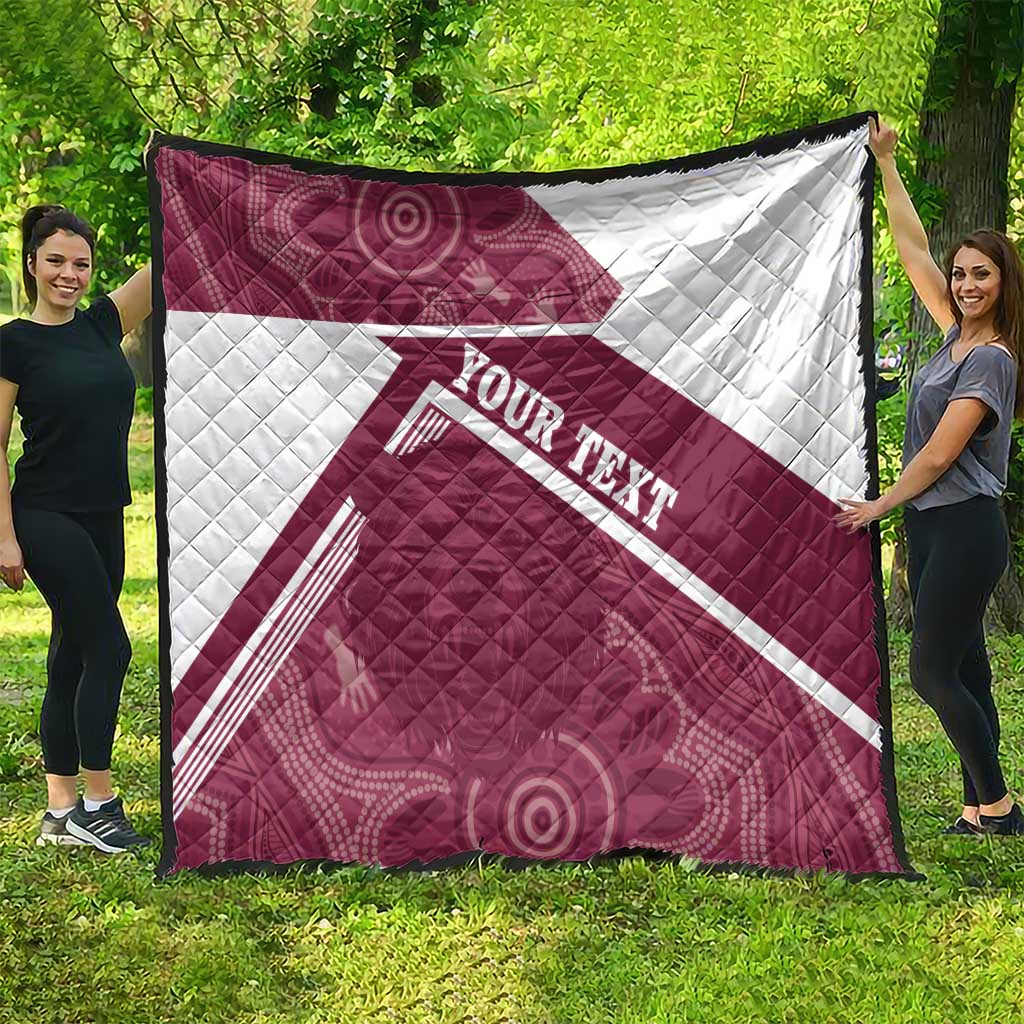 Burleigh Rugby Custom Quilt Go Bears Maroon Aboriginal Art - Aussie Hoodie