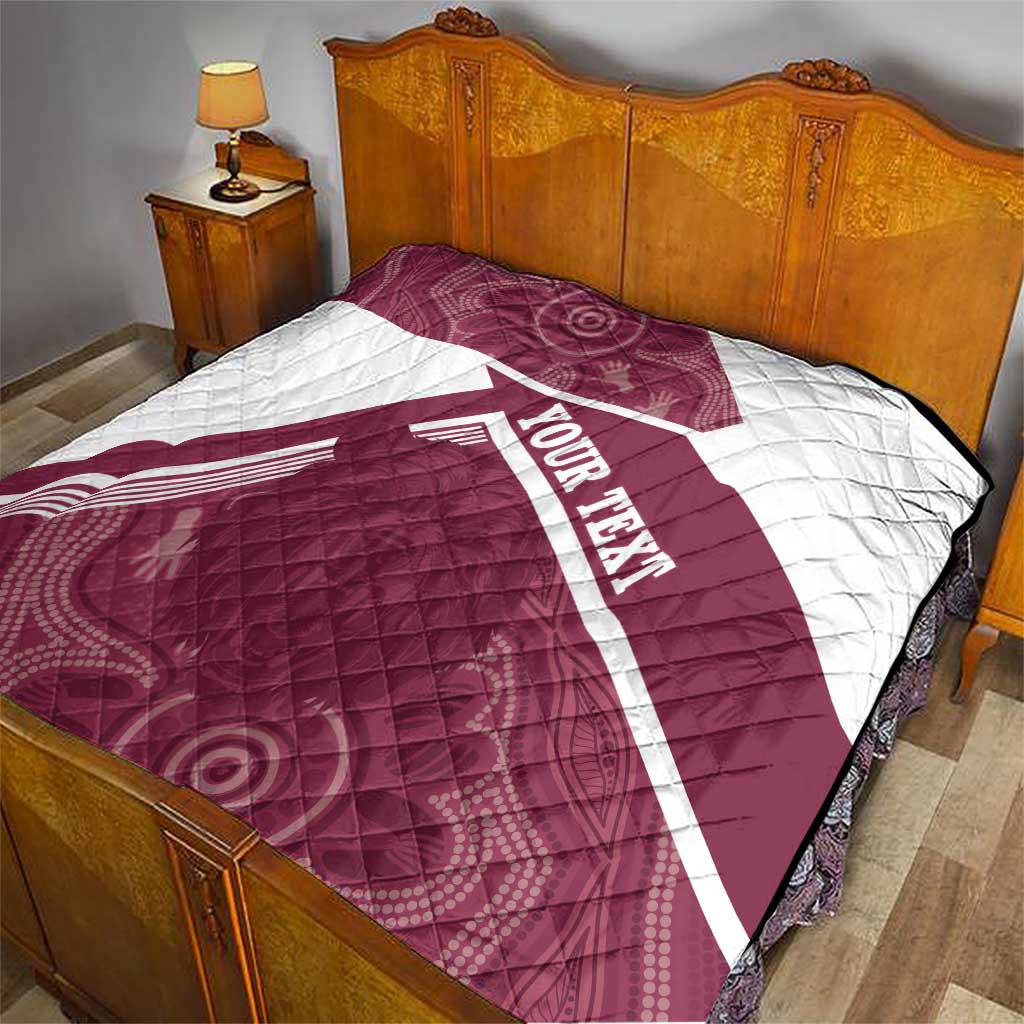 Burleigh Rugby Custom Quilt Go Bears Maroon Aboriginal Art - Aussie Hoodie