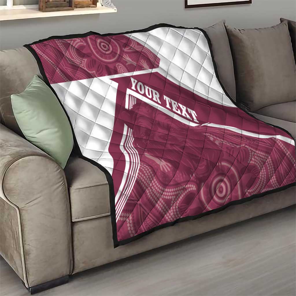 Burleigh Rugby Custom Quilt Go Bears Maroon Aboriginal Art - Aussie Hoodie