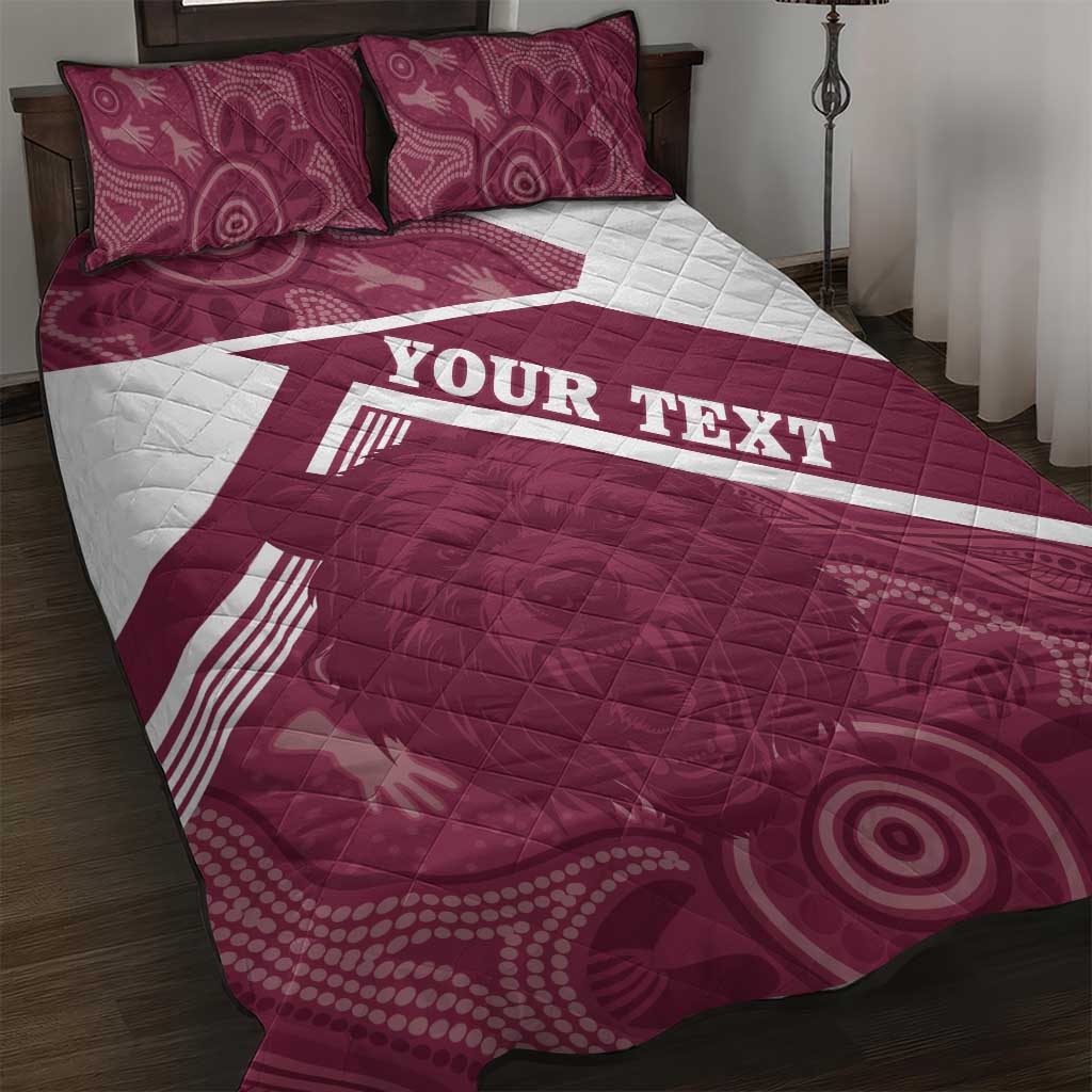 Burleigh Rugby Custom Quilt Bed Set Go Bears Maroon Aboriginal Art - Aussie Hoodie
