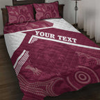 Burleigh Rugby Custom Quilt Bed Set Go Bears Maroon Aboriginal Art - Aussie Hoodie