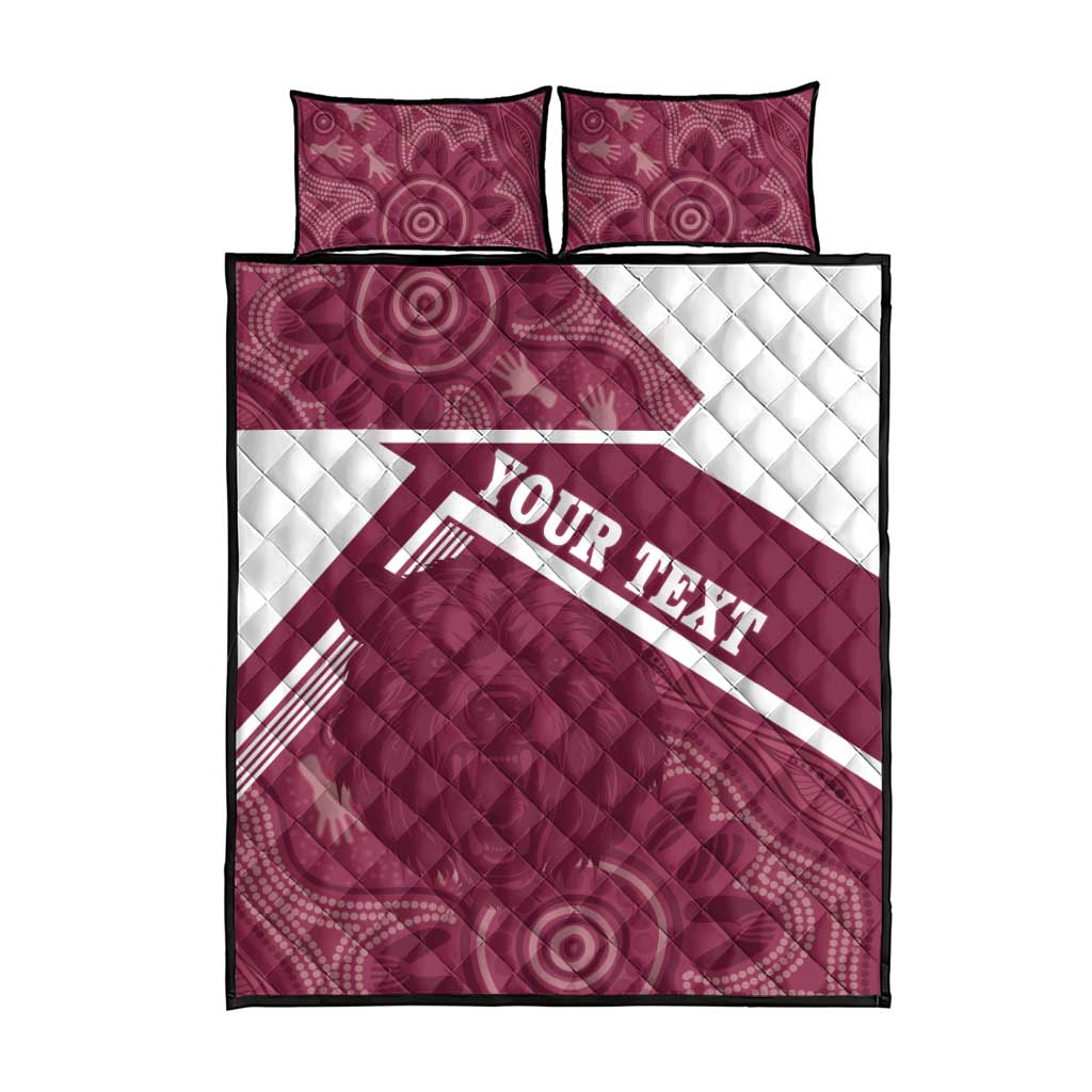 Burleigh Rugby Custom Quilt Bed Set Go Bears Maroon Aboriginal Art - Aussie Hoodie