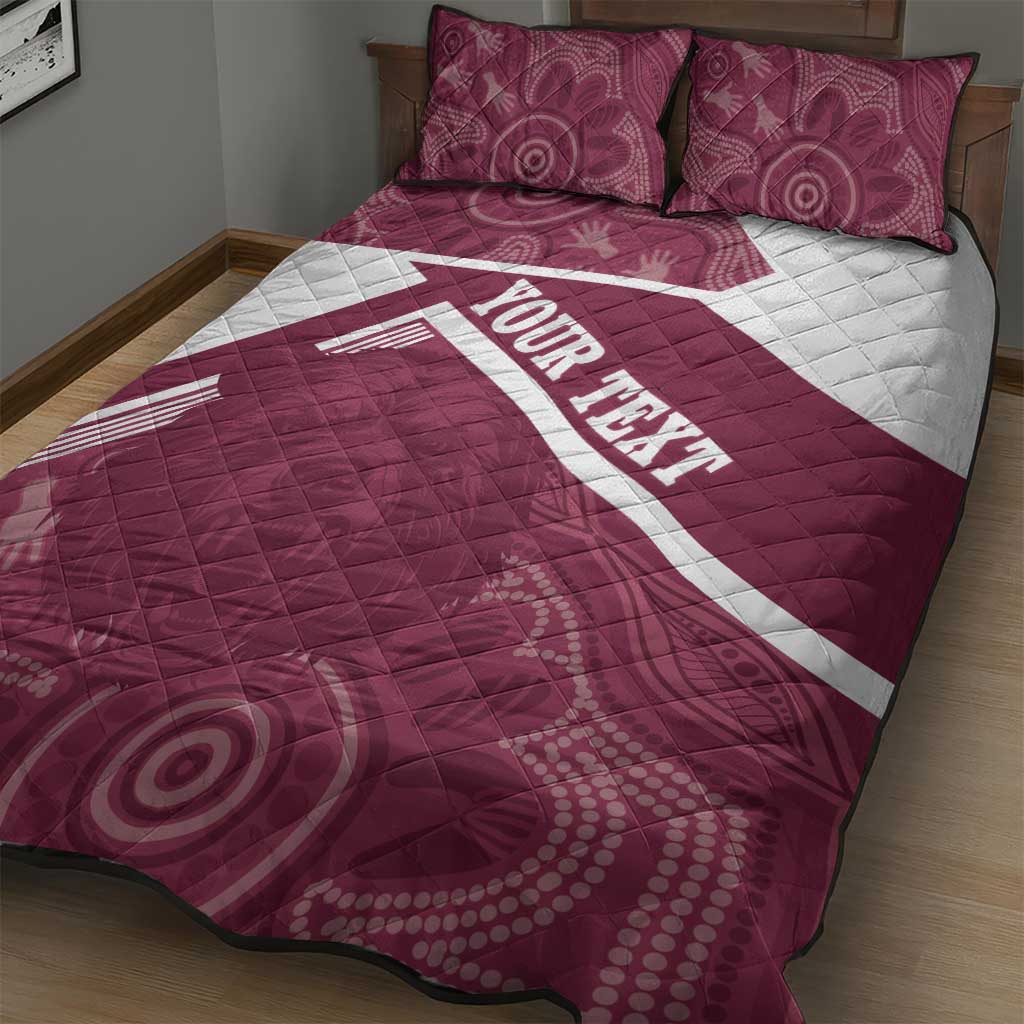 Burleigh Rugby Custom Quilt Bed Set Go Bears Maroon Aboriginal Art - Aussie Hoodie