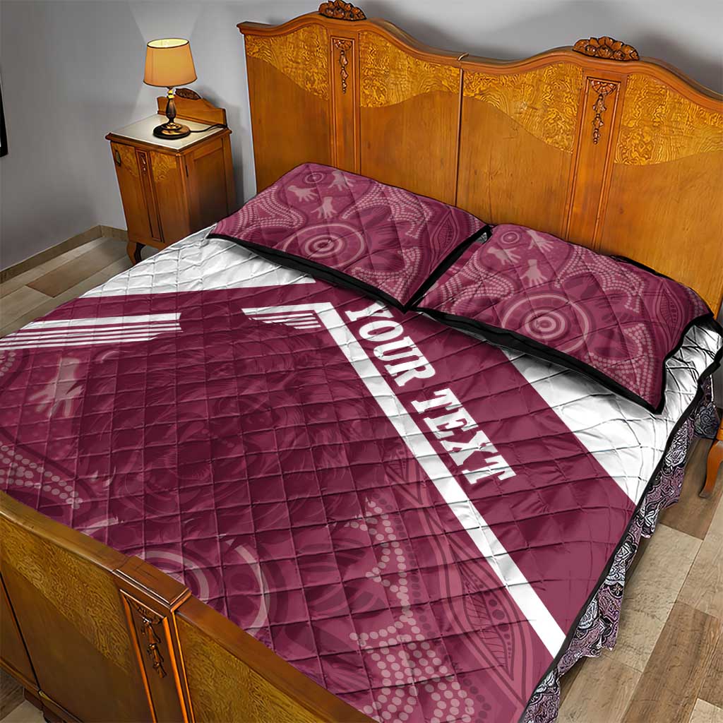 Burleigh Rugby Custom Quilt Bed Set Go Bears Maroon Aboriginal Art - Aussie Hoodie