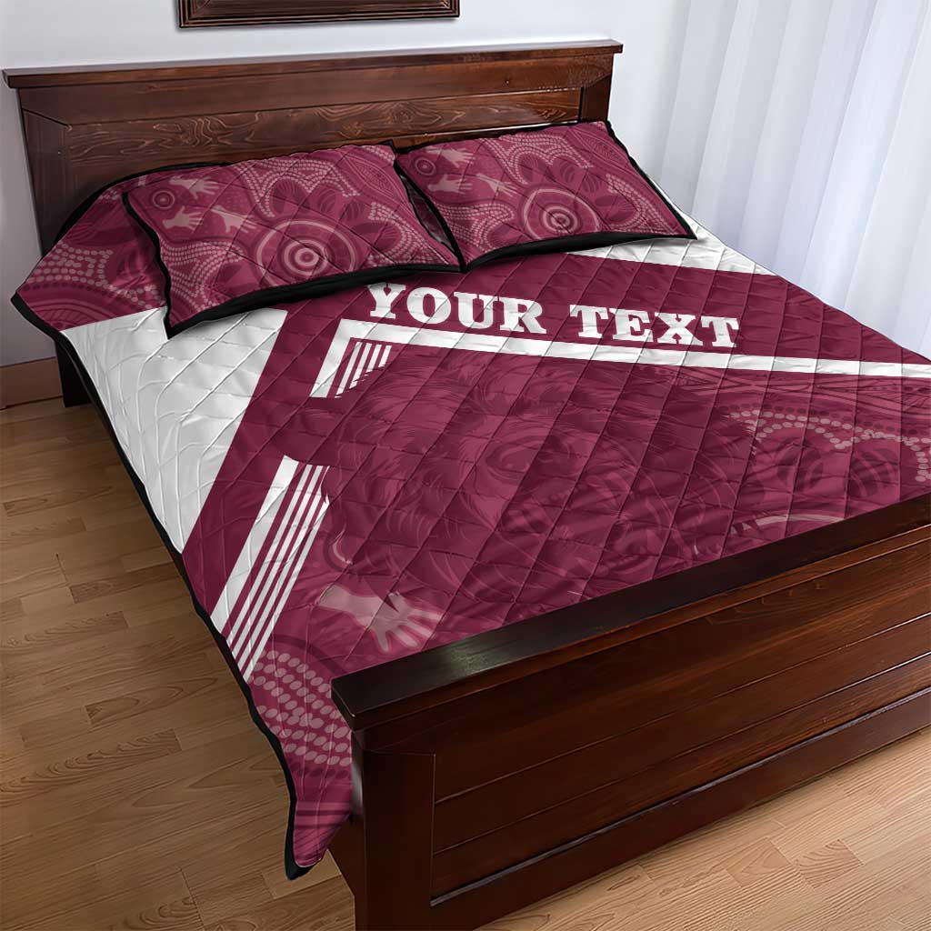 Burleigh Rugby Custom Quilt Bed Set Go Bears Maroon Aboriginal Art - Aussie Hoodie