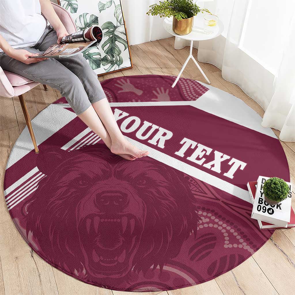 Burleigh Rugby Custom Round Carpet Go Bears Maroon Aboriginal Art - Aussie Hoodie