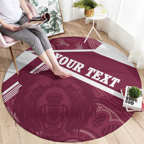 Burleigh Rugby Custom Round Carpet Go Bears Maroon Aboriginal Art - Aussie Hoodie