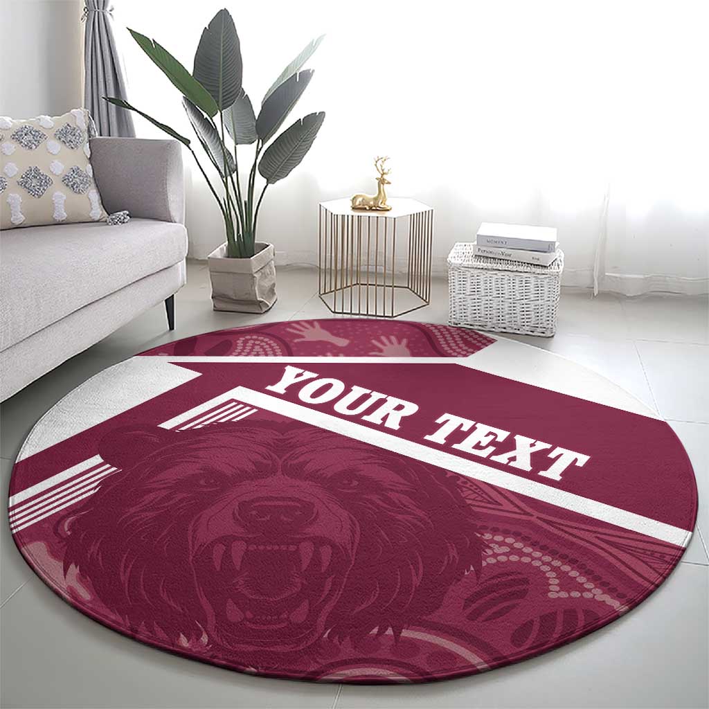 Burleigh Rugby Custom Round Carpet Go Bears Maroon Aboriginal Art - Aussie Hoodie