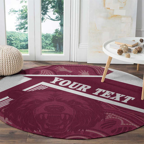 Burleigh Rugby Custom Round Carpet Go Bears Maroon Aboriginal Art - Aussie Hoodie