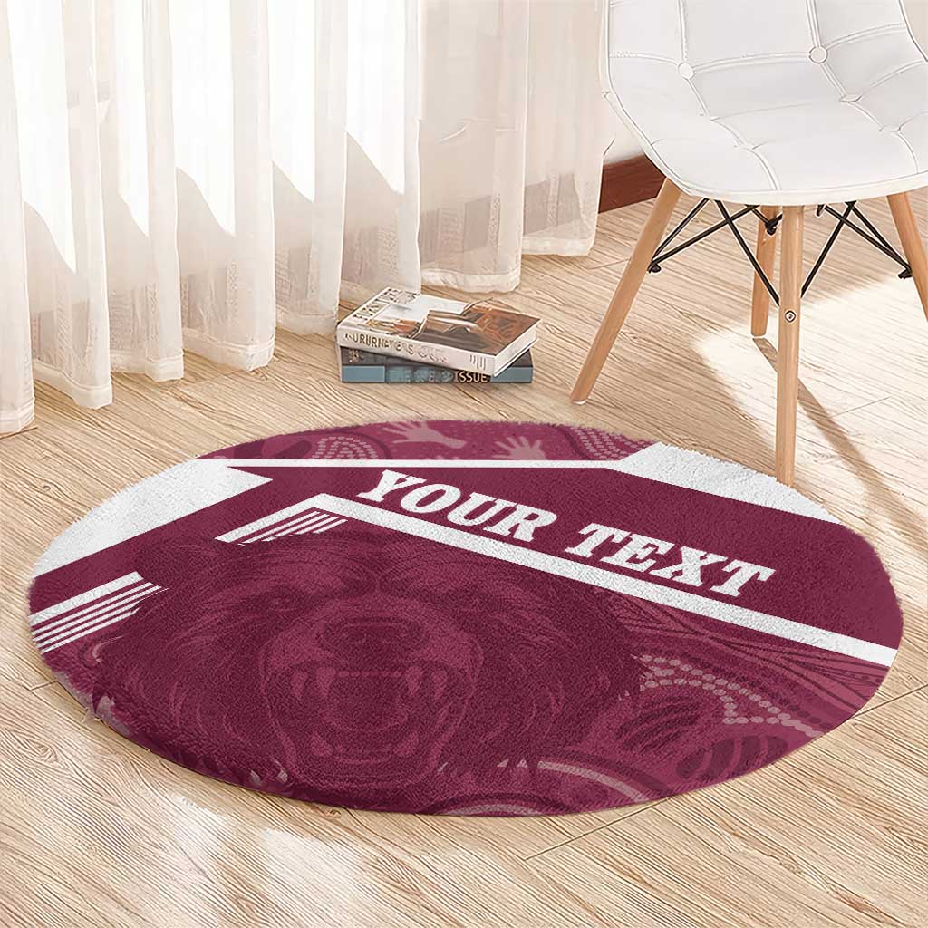 Burleigh Rugby Custom Round Carpet Go Bears Maroon Aboriginal Art - Aussie Hoodie