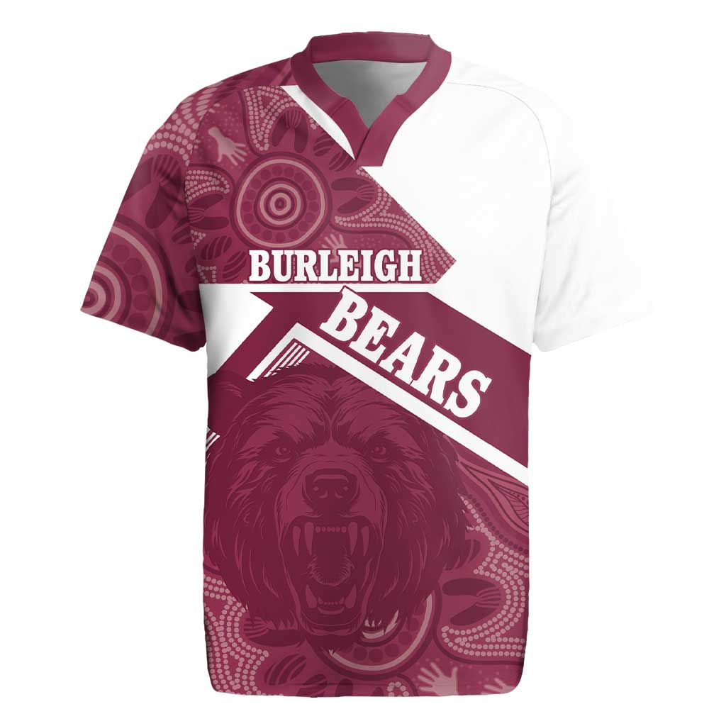 Burleigh Rugby Custom Rugby Jersey Go Bears Maroon Aboriginal Art - Aussie Hoodie