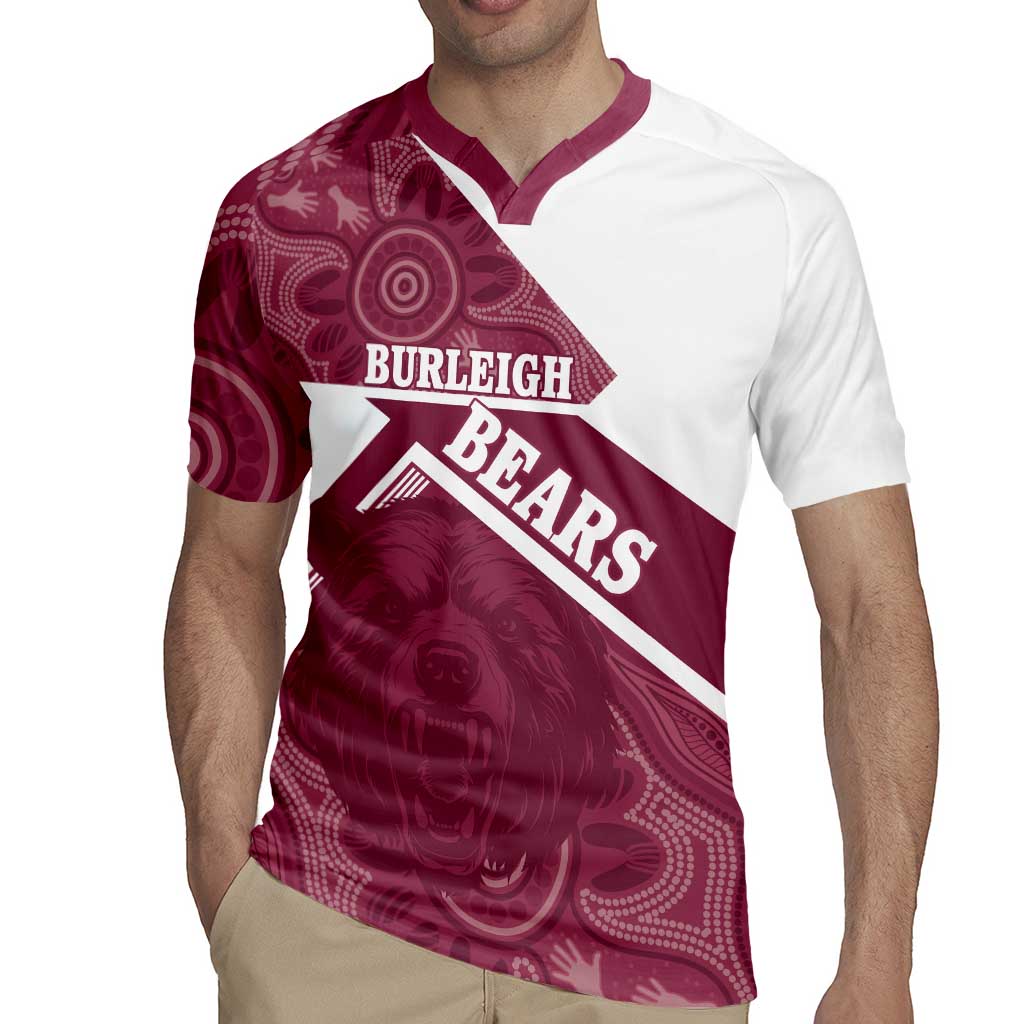 Burleigh Rugby Custom Rugby Jersey Go Bears Maroon Aboriginal Art - Aussie Hoodie