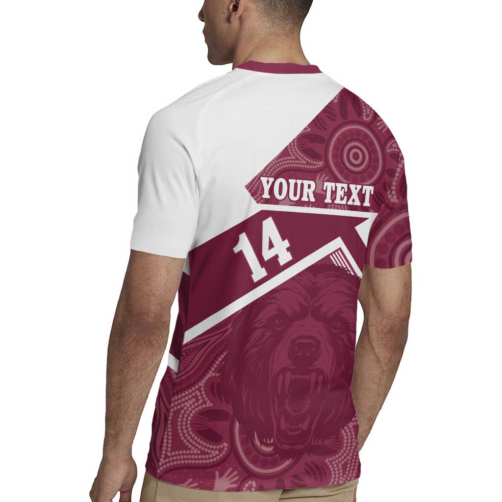 Burleigh Rugby Custom Rugby Jersey Go Bears Maroon Aboriginal Art - Aussie Hoodie