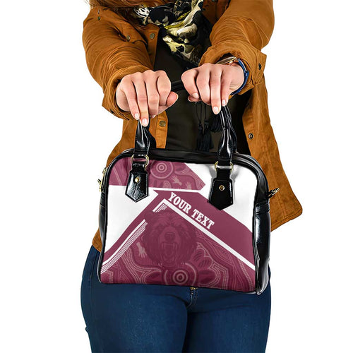 Burleigh Rugby Custom Shoulder Handbag Go Bears Maroon Aboriginal Art - Aussie Hoodie