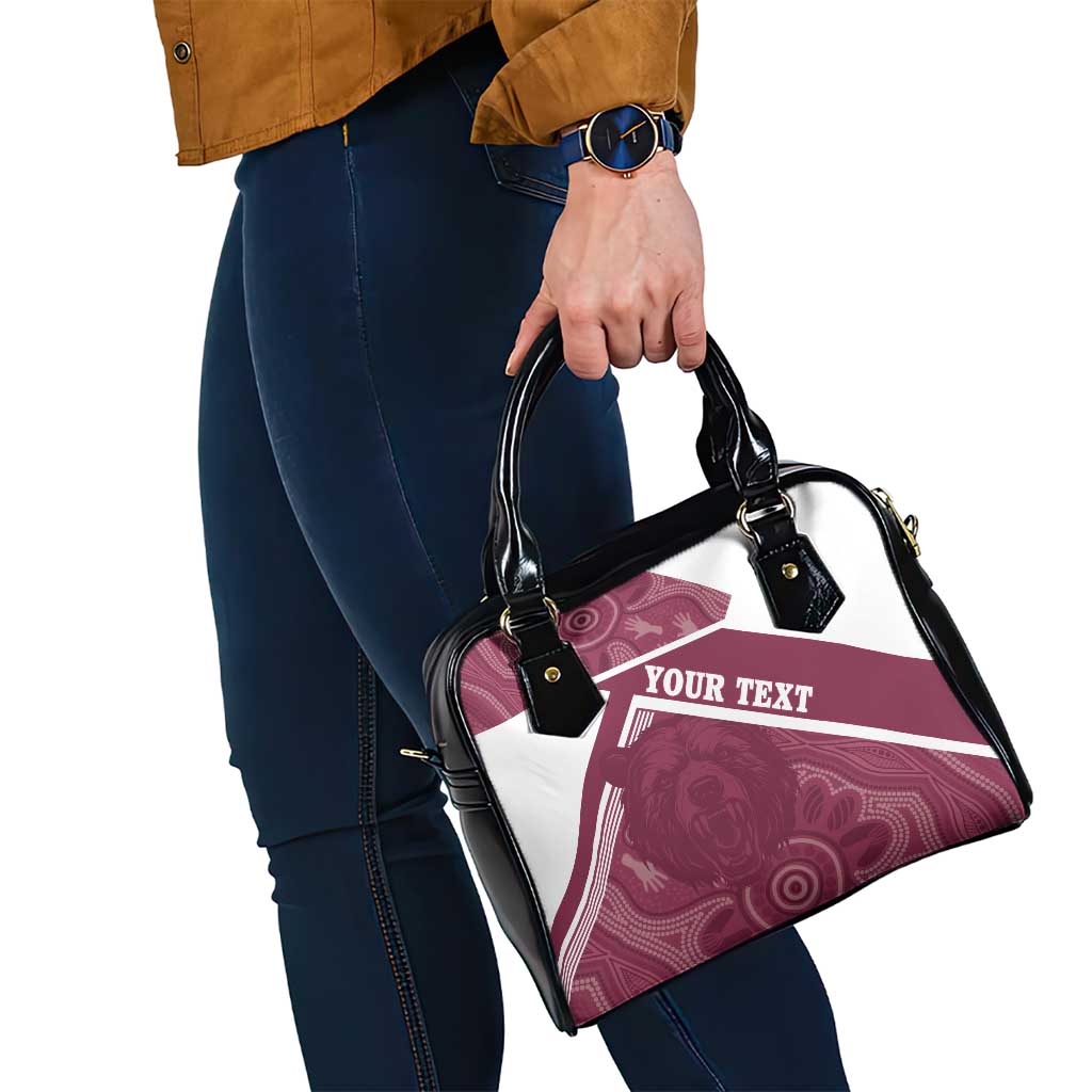 Burleigh Rugby Custom Shoulder Handbag Go Bears Maroon Aboriginal Art - Aussie Hoodie