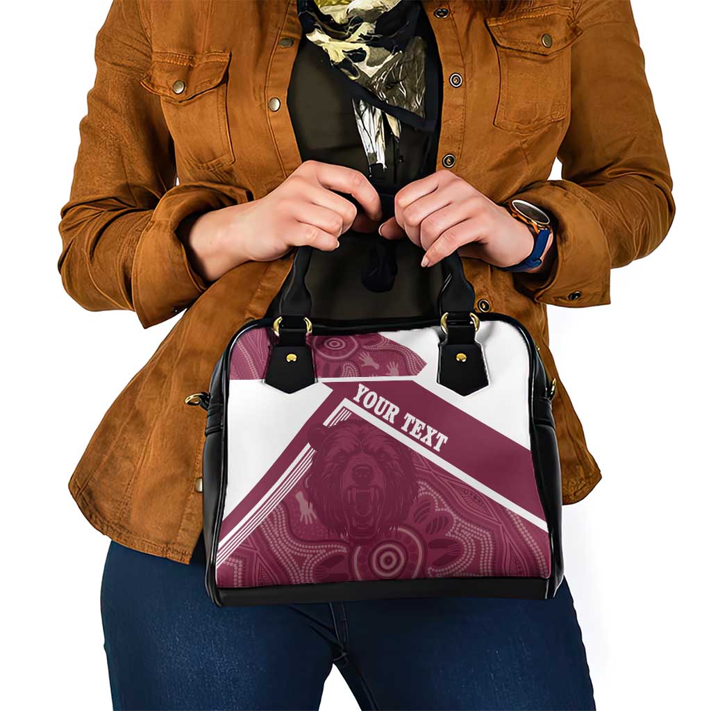 Burleigh Rugby Custom Shoulder Handbag Go Bears Maroon Aboriginal Art - Aussie Hoodie