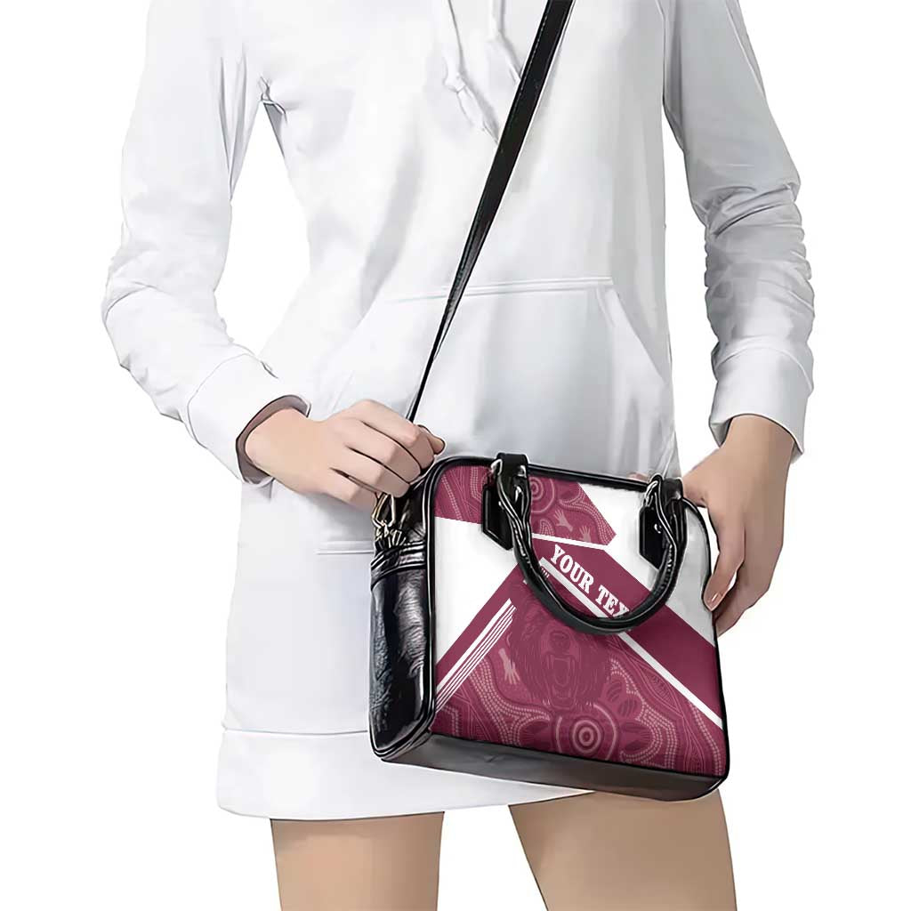 Burleigh Rugby Custom Shoulder Handbag Go Bears Maroon Aboriginal Art - Aussie Hoodie