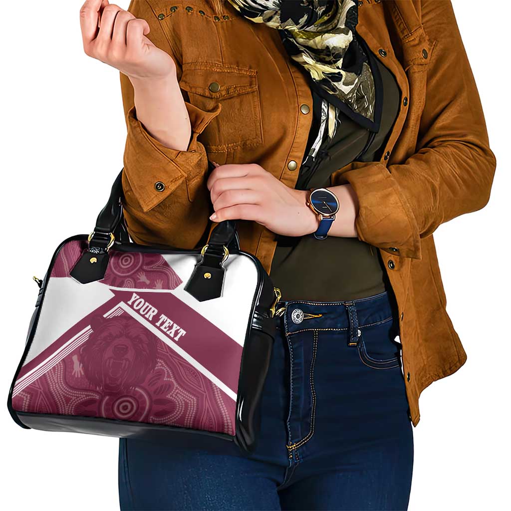 Burleigh Rugby Custom Shoulder Handbag Go Bears Maroon Aboriginal Art - Aussie Hoodie