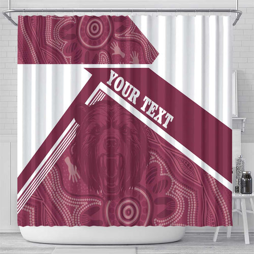 Burleigh Rugby Custom Shower Curtain Go Bears Maroon Aboriginal Art - Aussie Hoodie