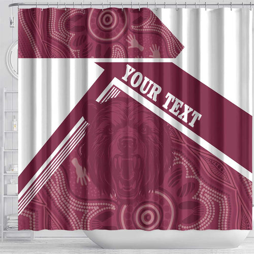Burleigh Rugby Custom Shower Curtain Go Bears Maroon Aboriginal Art - Aussie Hoodie