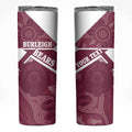 Burleigh Rugby Custom Skinny Tumbler Go Bears Maroon Aboriginal Art - Aussie Hoodie