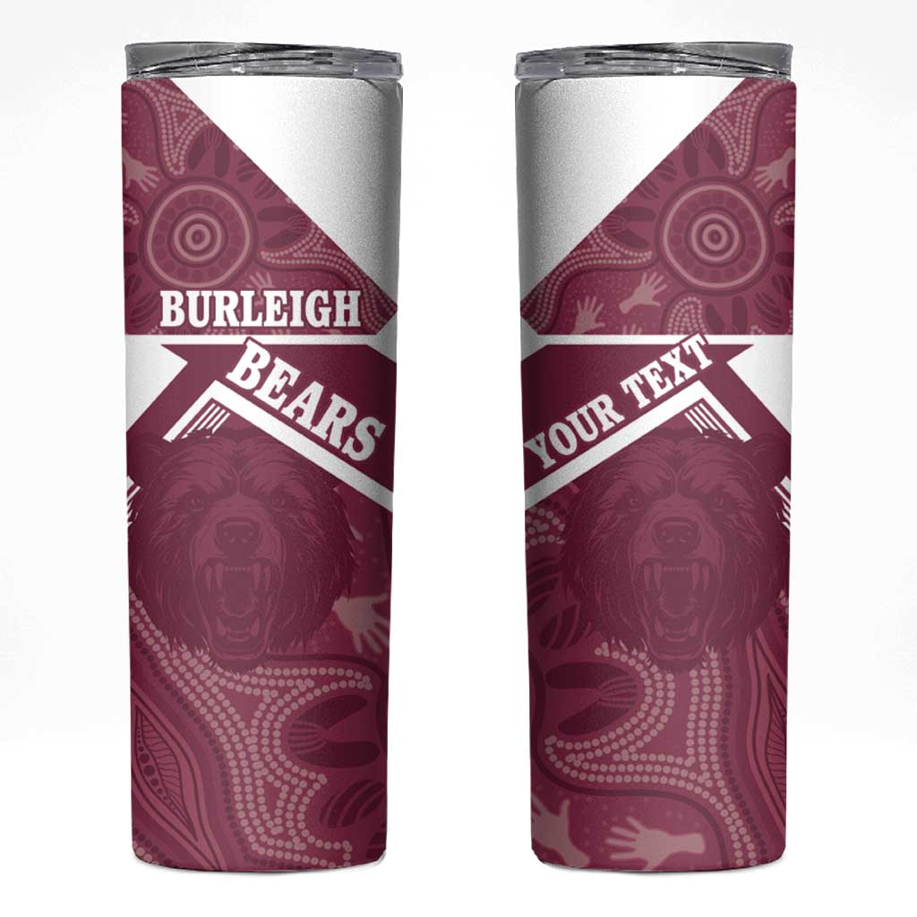 Burleigh Rugby Custom Skinny Tumbler Go Bears Maroon Aboriginal Art - Aussie Hoodie