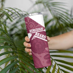 Burleigh Rugby Custom Skinny Tumbler Go Bears Maroon Aboriginal Art - Aussie Hoodie