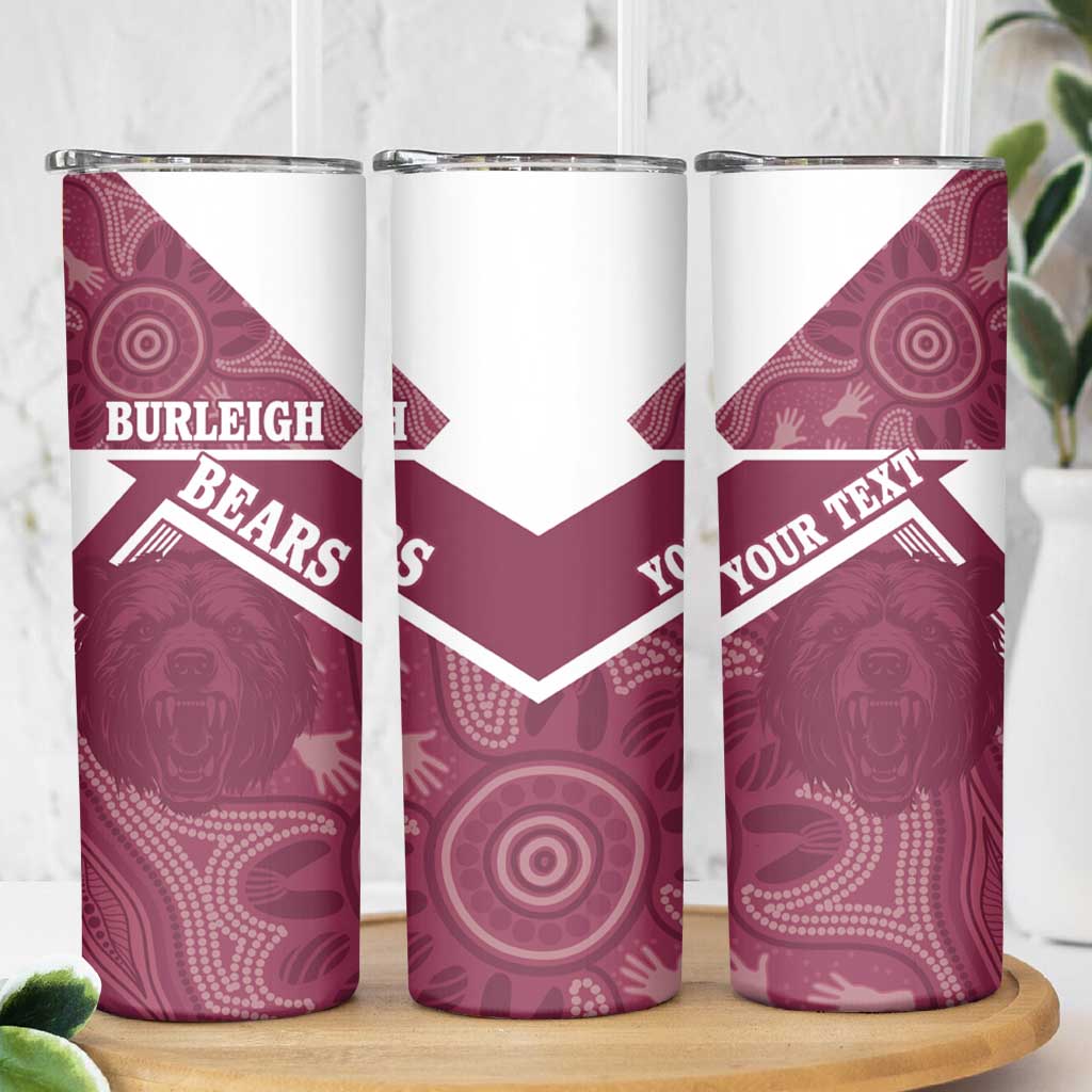 Burleigh Rugby Custom Skinny Tumbler Go Bears Maroon Aboriginal Art - Aussie Hoodie