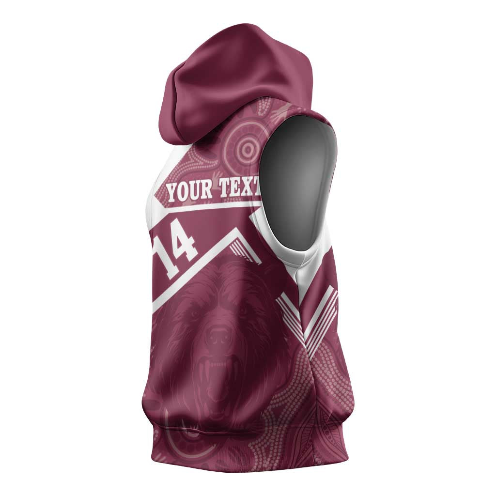 Burleigh Rugby Custom Sleeveless Hoodie Go Bears Maroon Aboriginal Art - Aussie Hoodie
