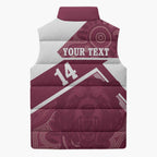 Burleigh Rugby Custom Sleeveless Puffer Jacket Go Bears Maroon Aboriginal Art - Aussie Hoodie