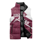 Burleigh Rugby Custom Sleeveless Puffer Jacket Go Bears Maroon Aboriginal Art - Aussie Hoodie