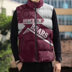 Burleigh Rugby Custom Sleeveless Puffer Jacket Go Bears Maroon Aboriginal Art - Aussie Hoodie