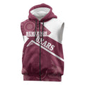 Burleigh Rugby Custom Sleeveless Zip Hoodie Go Bears Maroon Aboriginal Art LT14