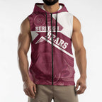 Burleigh Rugby Custom Sleeveless Zip Hoodie Go Bears Maroon Aboriginal Art LT14