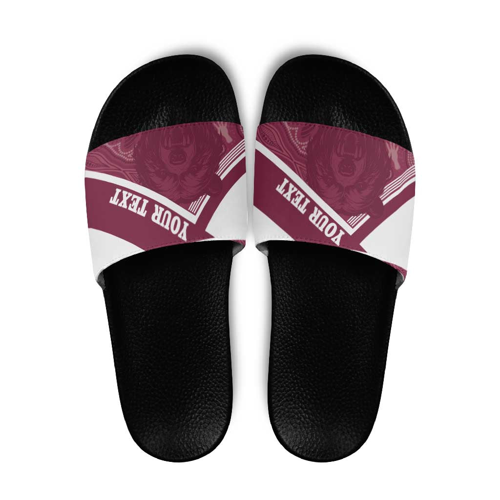 Burleigh Rugby Custom Slide Sandals Go Bears Maroon Aboriginal Art - Aussie Hoodie