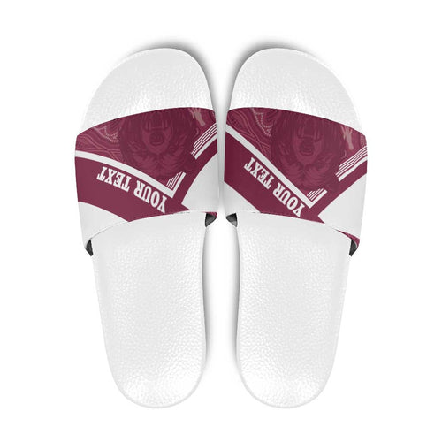 Burleigh Rugby Custom Slide Sandals Go Bears Maroon Aboriginal Art - Aussie Hoodie