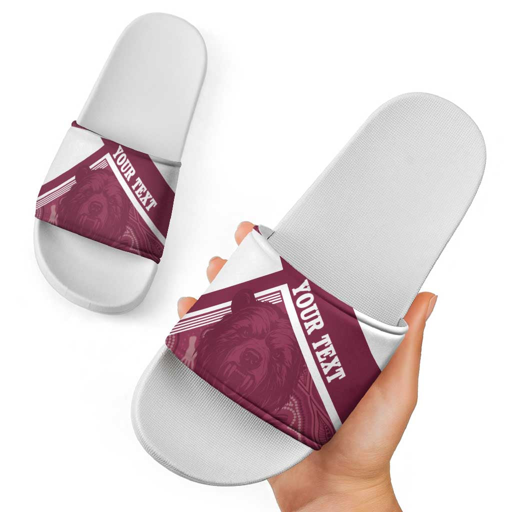 Burleigh Rugby Custom Slide Sandals Go Bears Maroon Aboriginal Art - Aussie Hoodie